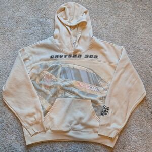 NASCAR Daytona 500 Hoodie Mens XXL Lt Birch Cream Mesh Graphic